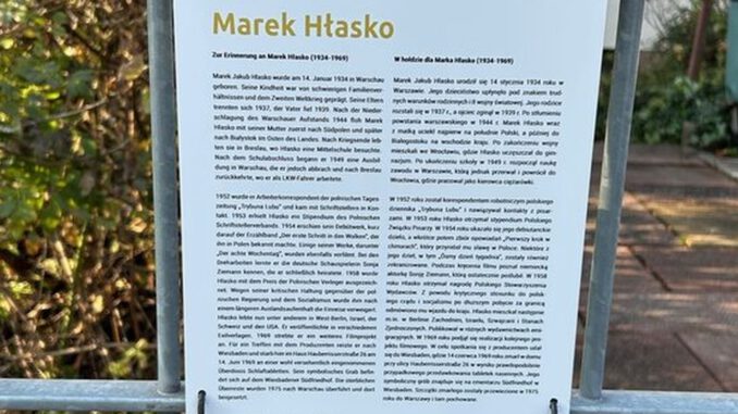Wiesbaden bringt Gedenktaafel für Marek Hłasko am Haus seiner letzten Tage an